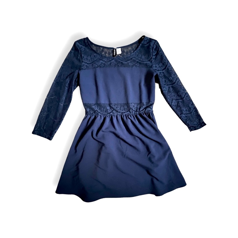 Navy Blue Lacy peekaboo Mini Dress